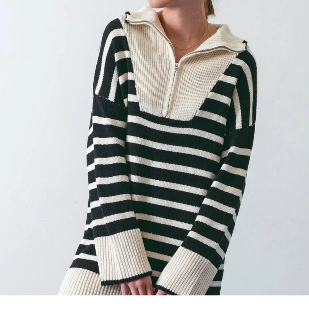 Blu Pepper cozy on trend striped sweater dress S